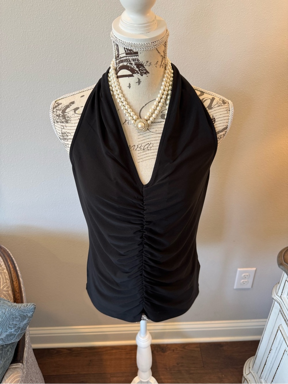 NWT Anthropology Black Ruched Halter Top - Picture 10 of 11